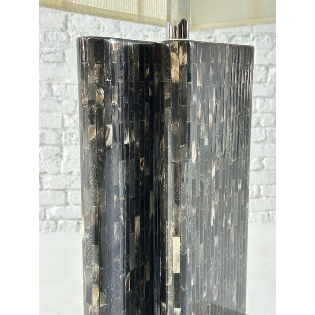 Black Enrique Garcel Tessellated Horn Table Lamp, 1970 For Sale - Image 8 of 8