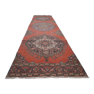 1960s Vintage Turkish Oushak Extra Long and Wide Runner 3'4" X 13'3"
