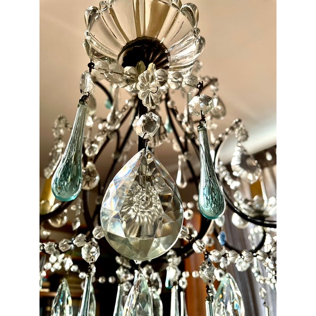 Large Louis XV Chandelier in Blue Murano Glass and White Crystal, 1950 For Sale - Image 16 of 17