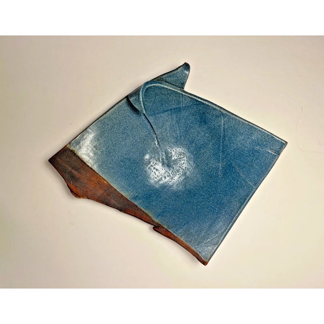 Contemporary 1990s California Studio Art Pottery Blue & Brown Center Piece Platter/Bowl Signed For Sale - Image 3 of 8
