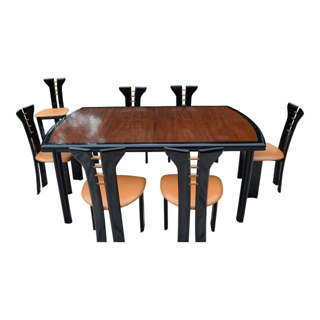 Pierre Cardin for Roche Bobois 1970s Black Lacquer Dining Set of 11 For Sale