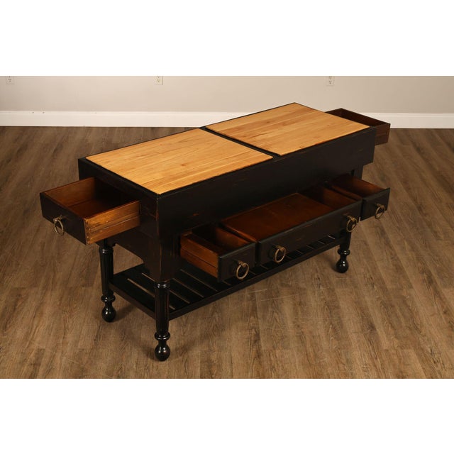 French Colonial Style Butcher Block Kitchen Island For Sale - Image 4 of 18