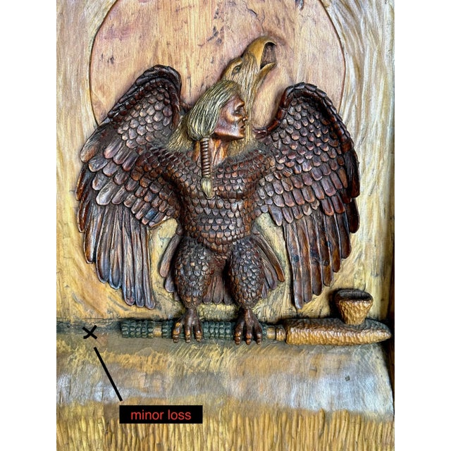 North American Indian Eagle Wood Carving Eagle by Wilfred Swampy For Sale - Image 11 of 12