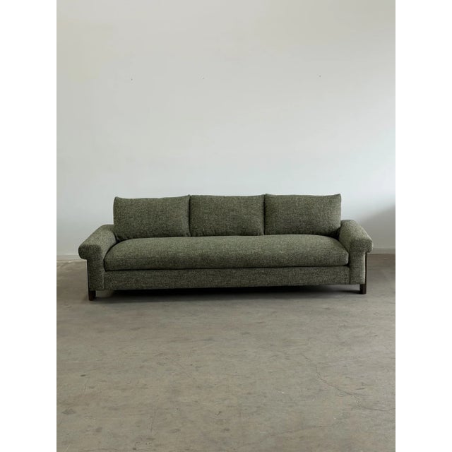 Mid-Century Modern Scarpa Sofa in Green Tweed For Sale - Image 3 of 10