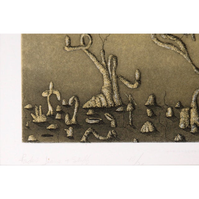 "Faded Jeans + Stuff" - Surrealist Colored Etching #10/20, 1976 by Jim Crabb For Sale - Image 4 of 6