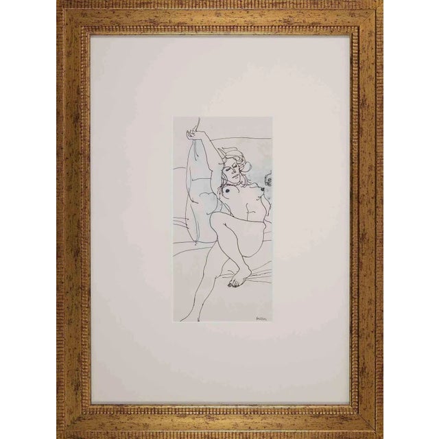 Modern Sergio Barletta, Nude of Woman, Ink Drawing, 1970s, Framed For Sale - Image 3 of 3