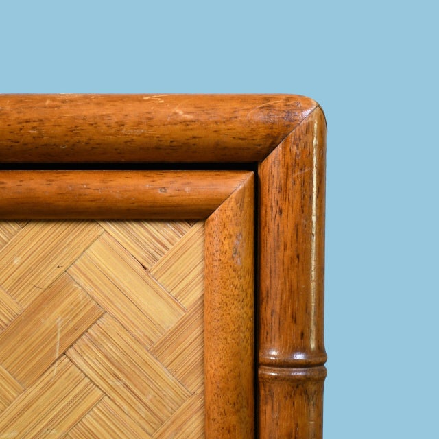 Art Deco Faux Bamboo and Wrapped Rattan Dresser For Sale - Image 3 of 5