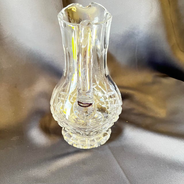 Vintage Cut Crystal Pitcher | Hobstar & Starburst Pattern | Elegant Tabletop or Vase For Sale - Image 10 of 10