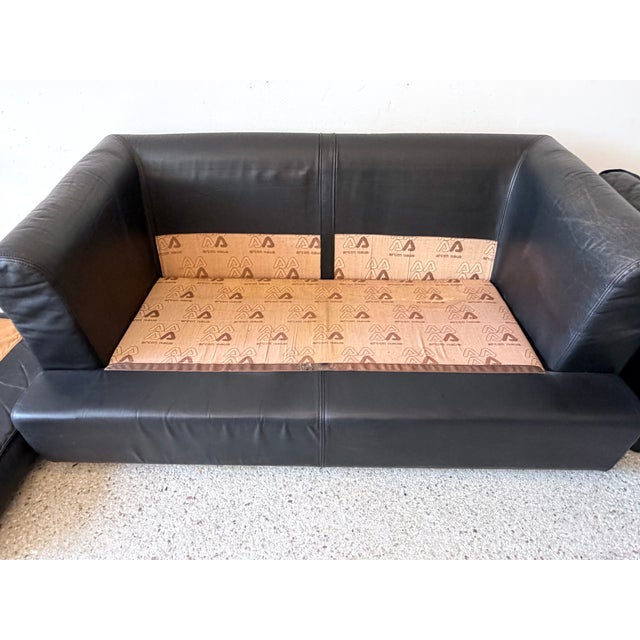 Black Leather Two-Seater Sofa by Arcon Italia, Italy, 1980s For Sale - Image 11 of 15