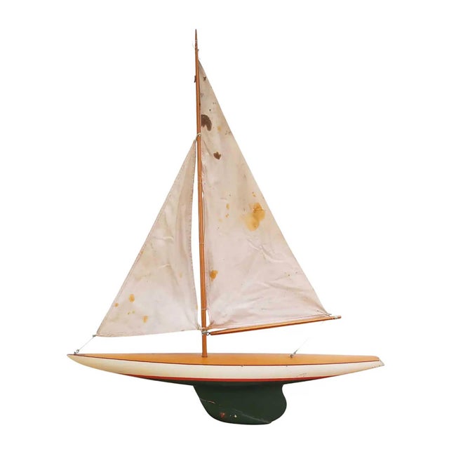 Wood Small Vintage English Pond Yacht, 1940s For Sale - Image 7 of 7