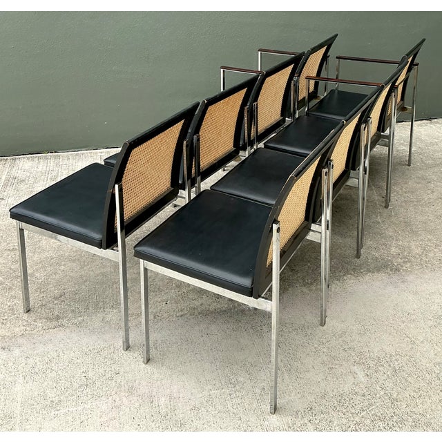 Vintage Paul McCobb for Lane Chrome and Cane Dining Chairs - Set of 8 For Sale In West Palm - Image 6 of 12