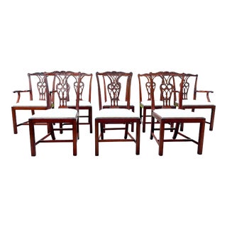 Late 20th Century Baker Furniture Chippendale Mohagany Dinning Chairs - Set of 8 For Sale