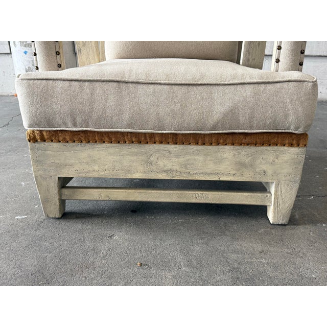 Uttermost Schafer Linen Armchair For Sale - Image 9 of 12