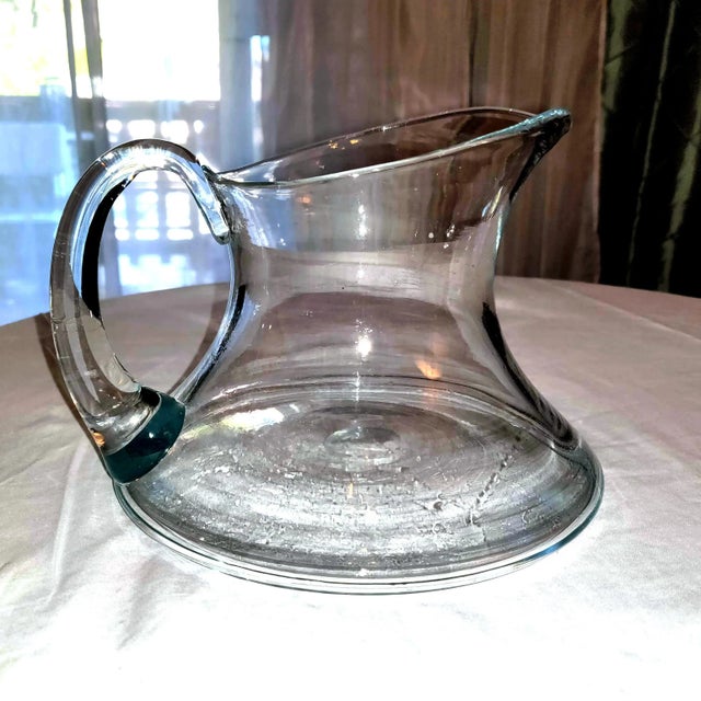 Glass 1970's Contemporary Hand Blown Glass Pitcher For Sale - Image 7 of 9