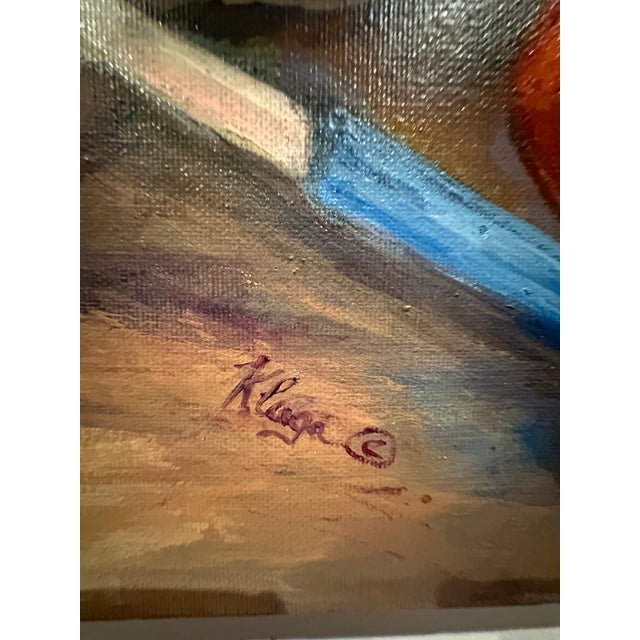 1980s Still Life With Fruit and Blue Pitcher by Jane Kluge For Sale - Image 4 of 6