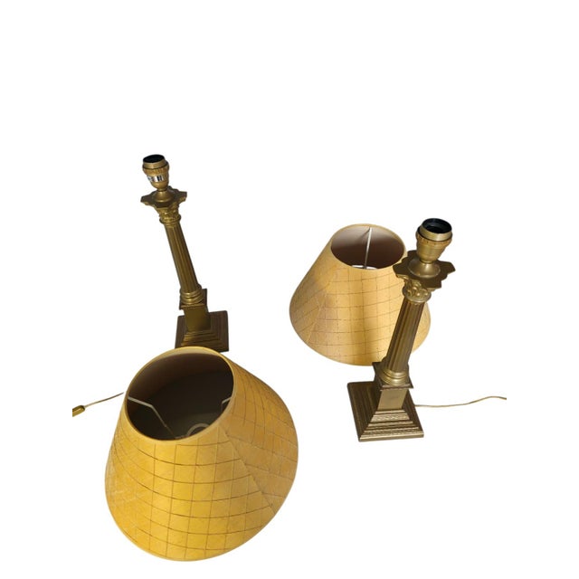 Metal Brass Corinthian Column Table Lamps from Laura Ashley Home, Portugal, 1995, Set of 2 For Sale - Image 7 of 9
