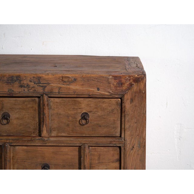 Brown Antique Nine-Drawer Cabinet in Pine Wood, China, 1930s For Sale - Image 8 of 13