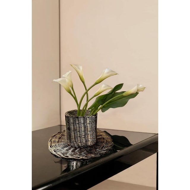 Not Yet Made - Made To Order El 04 Cake Stand in Metal-Plated Hand-Woven Wicker by Caspal For Sale - Image 5 of 7