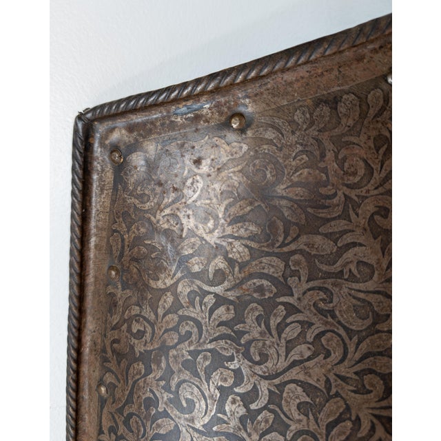 Gray 19th Century Renaissance Medieval Revival Etched Steel Heater Shield For Sale - Image 8 of 12