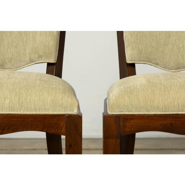 Set of 8 French Art Deco Walnut Dining Chairs in Sprout Green, 1930s For Sale - Image 15 of 18