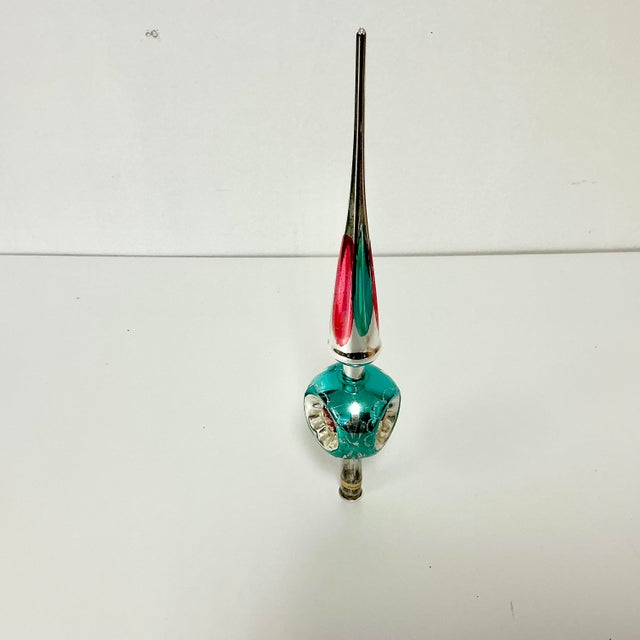 Antique German Hollywood Regency Blown Mercury Glass Christmas Tree Topper, Three Indents For Sale - Image 9 of 16