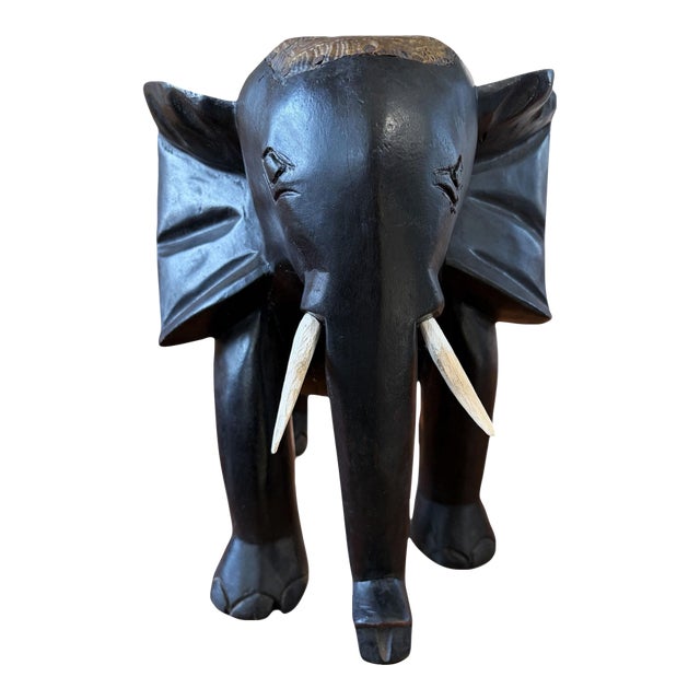 Vintage Ashanti Elephant Wooden Sculpture Ghana 13" H For Sale
