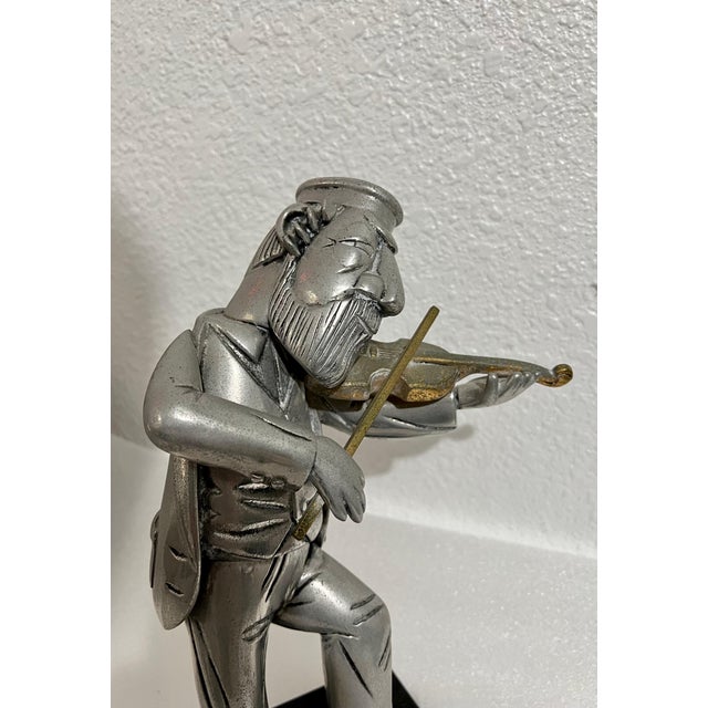 Frank Meisler, Rare Vintage Israeli Judaica Rabbi Klezmer Violinist Sculpture Frank Meisler Art For Sale In Miami - Image 6 of 11
