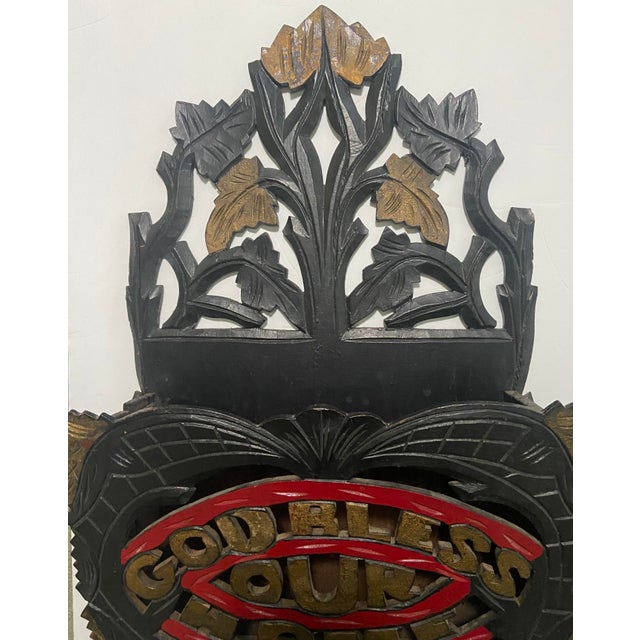 Brown 19th Century Folk Art Black Forest Wall Pocket Letter Plaque For Sale - Image 8 of 10