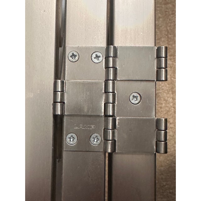 1990s Ethan Allen Radius Collection Brushed Nickel Three-Panel Architectural Folding Room Divider For Sale - Image 10 of 18