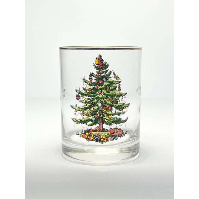 Contemporary 1990s Spode “Christmas Tree” Old Fashioned Tumbler Drinking Glasses - Set of 3 For Sale - Image 3 of 5