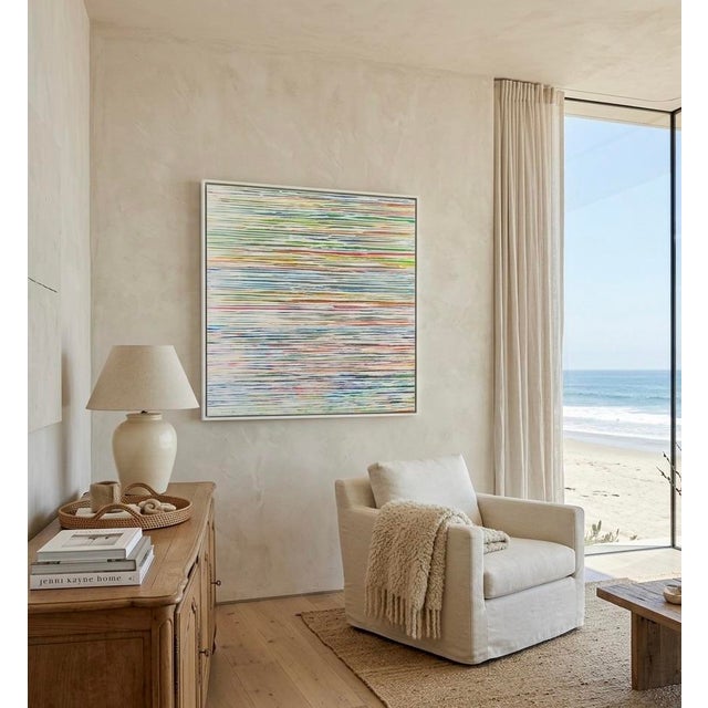 Late 20th Century Modern Abstract Colorfield Painting on Canvas Framed 48” Square For Sale - Image 5 of 5
