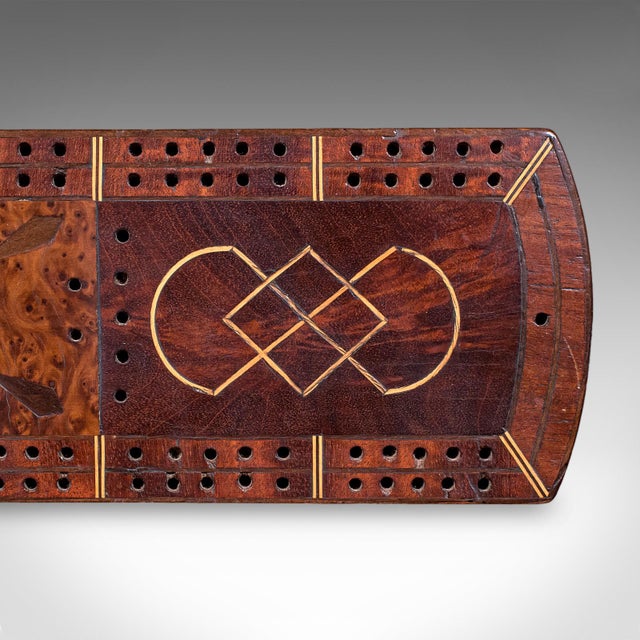 1900 - 1909 Antique Cribbage Board, English, Inlaid Game Scoreboard, Peg Storage, Edwardian For Sale - Image 5 of 10