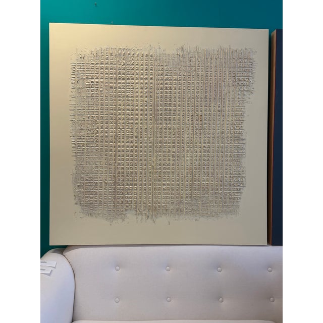 2020s French Artist Patrice Bertin Abstract Forme Texture Composition Mixed Media on Panel, Signed and Dated For Sale - Image 5 of 7