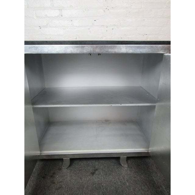 Mid 20th Century Mid 20th Century Silver Painted Cabinet w/ Marble For Sale - Image 5 of 8