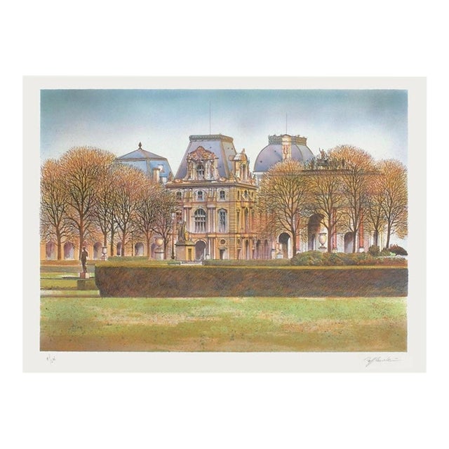 1990 Rolf Rafflewski Paris, Le Louvre Signed Lithograph For Sale
