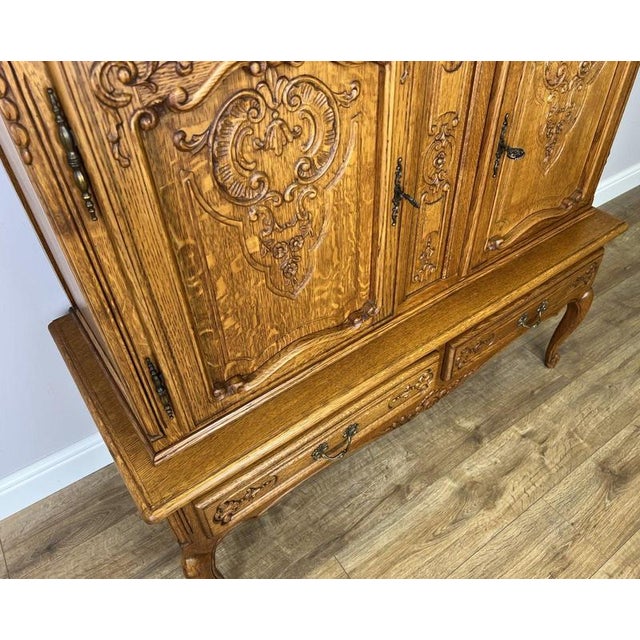 Metal Vintage French Louis XVI Style Oak Buffet For Sale - Image 7 of 14