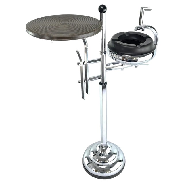 Art Deco Ashtray Stand in Chrome and Bakelite attributed to Demeyere, Belgium, 1930s For Sale