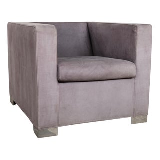 Suitcase Lounge Chair in Grey Lilac Suede and Chrome from Minotti For Sale