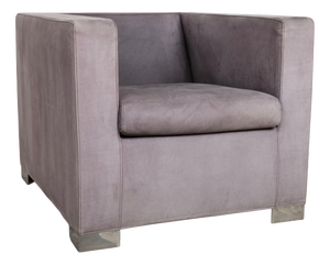 Suitcase Lounge Chair in Grey Lilac Suede and Chrome from Minotti
