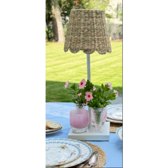 This handwoven seagrass shade cover with signature Maison Maison scallops along the bottom has no harp fitting or spider,...