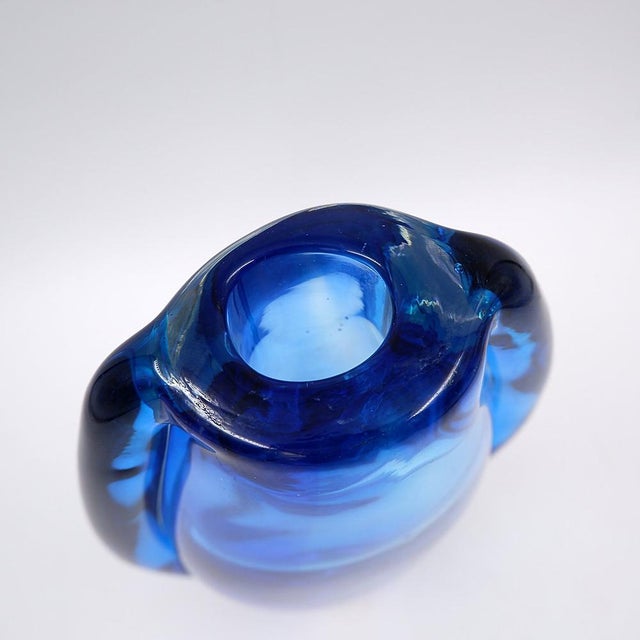 Oval Glass Vase from Murano Glass Sommerso For Sale - Image 6 of 13
