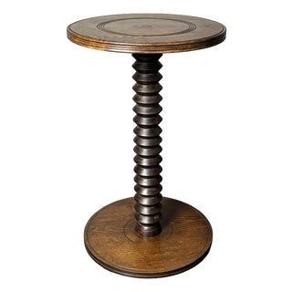 Mid-Century Brutalist French Wood Turned Winepress Side Table in the style of Charles Dudouyt, 1950s For Sale