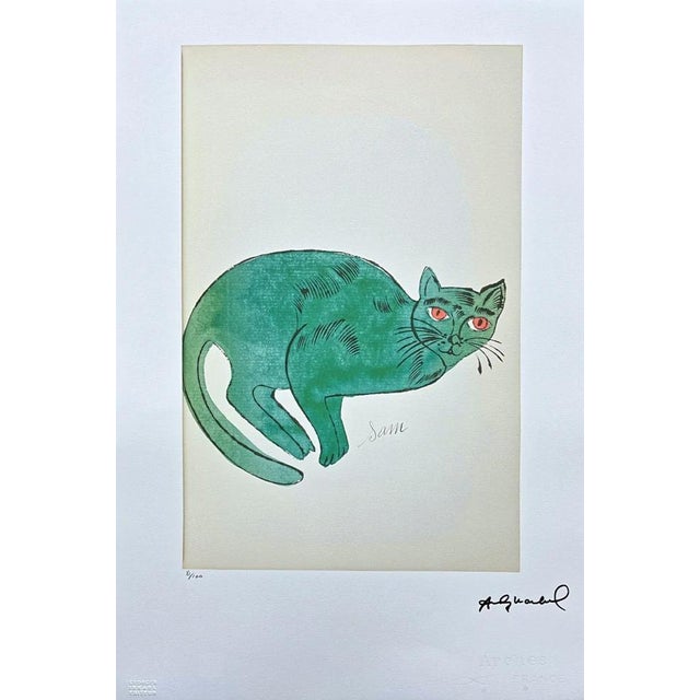 After Andy Warhol, Cat Sam - Green Lying, 1980s, Lithograph For Sale
