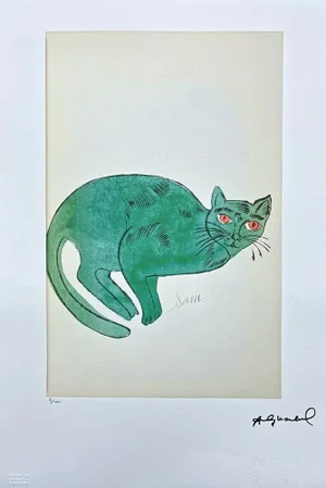 After Andy Warhol, Cat Sam - Green Lying, 1980s, Lithograph