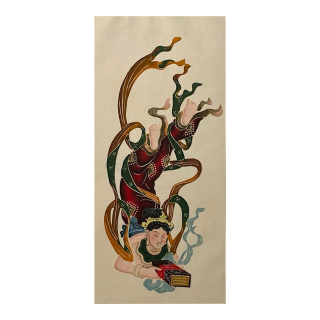 Chinese Figural Painting Cut Out For Sale