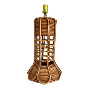 Vintage Stacked Rattan Table Lamp