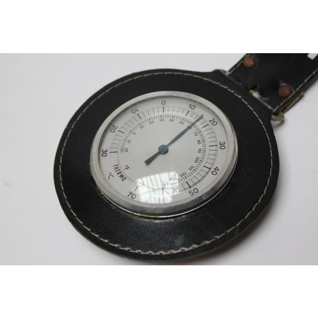 Vintage European Leather 'Belt Strap" Calendar and Thermometer For Sale - Image 4 of 9
