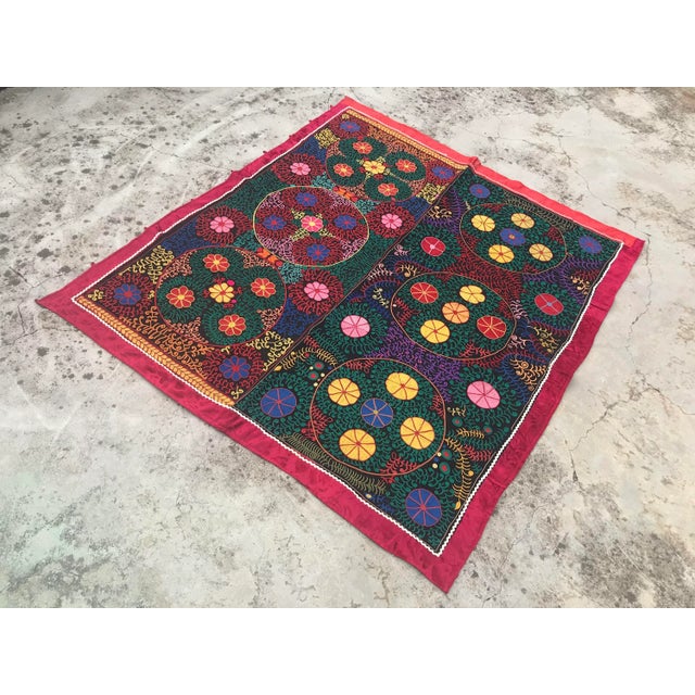 Vintage Suzani Crochet Wall Hanging / Throw - 5'8" x 5'1" For Sale - Image 4 of 7