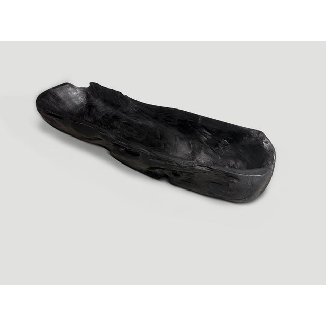 Andrianna Shamaris Sculptural Charred Teak Wood Vessel For Sale - Image 4 of 5