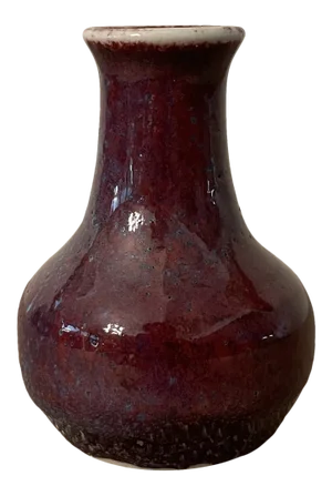 Vintage Mid 20th Century Glazed Pottery Mini Bud/Weed Vase, Signed